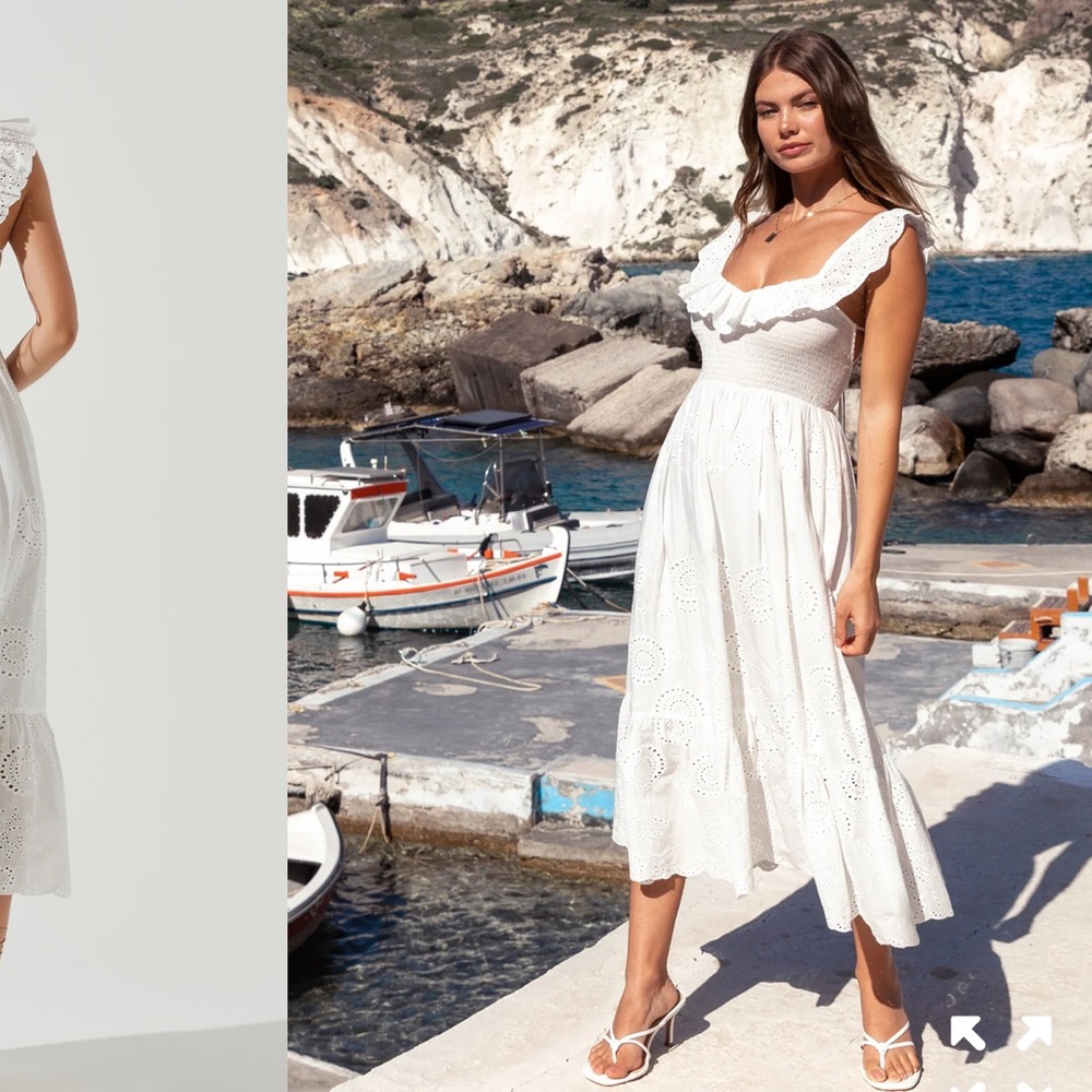 Astr the label cottage eyelet ruffle midi dress